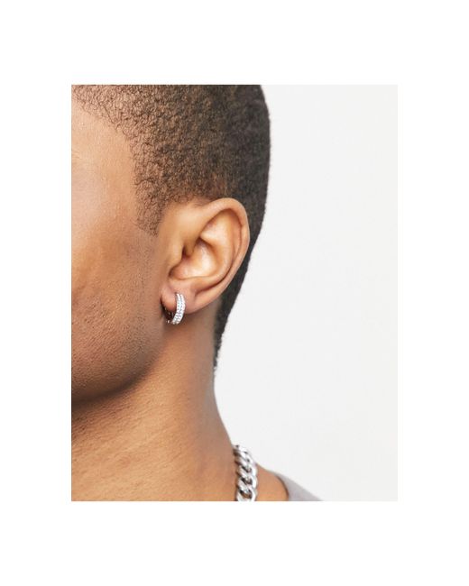 Black Swarovski Crystal Round Single Stud Mens Earrings