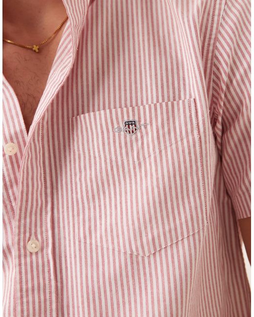 Chemise oxford rayée à manches longues et écusson logo Gant pour homme en coloris Pink