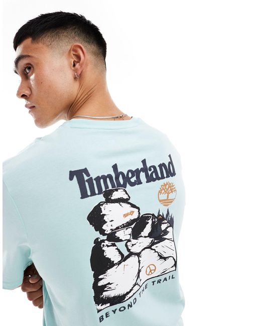 Camiseta extragrande con estampado grande Timberland de hombre de color Blue