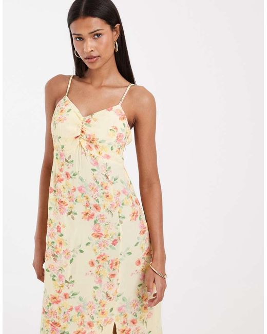 Vero Moda Natural Ruched Bust Detail Cami Midi Dress