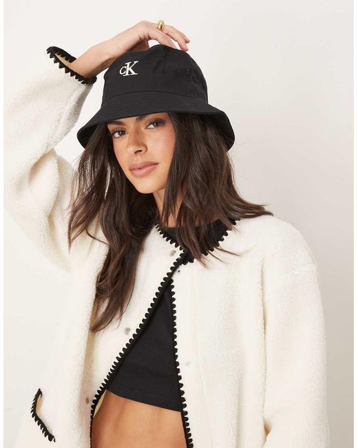 Calvin Klein Black Monogram Logo Bucket Hat