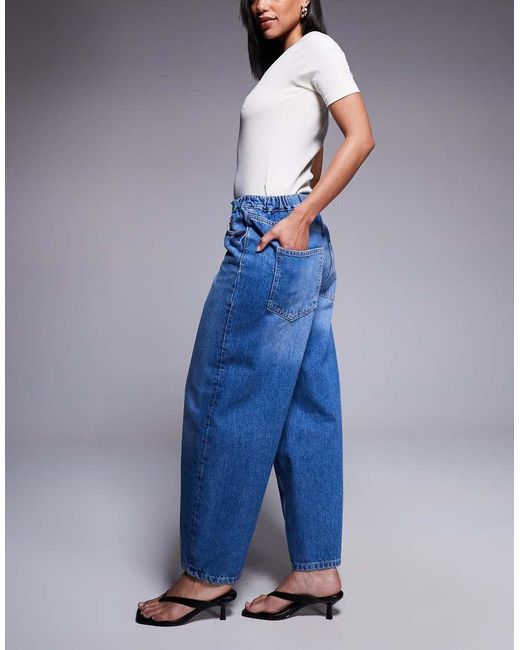 Jeans A Cilindro Elasticizzati Lavaggio Medio di River Island in Blue