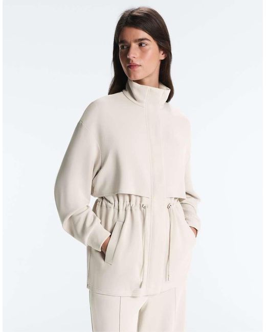 Oysho Natural Long Jacket With Soft-touch Modal And Pockets