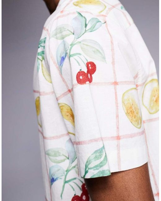 ASOS Oversized Overhemd Met Reverskraag En Fruitprint in het White voor heren