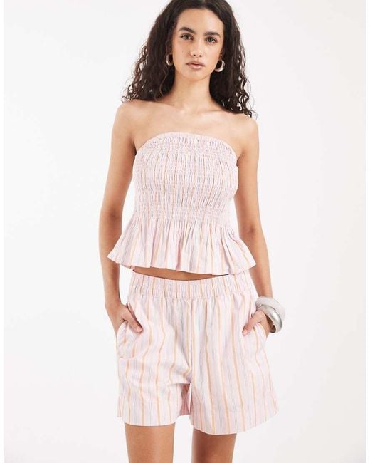 Vero Moda Pink Poplin Pull On Shorts Co-ord