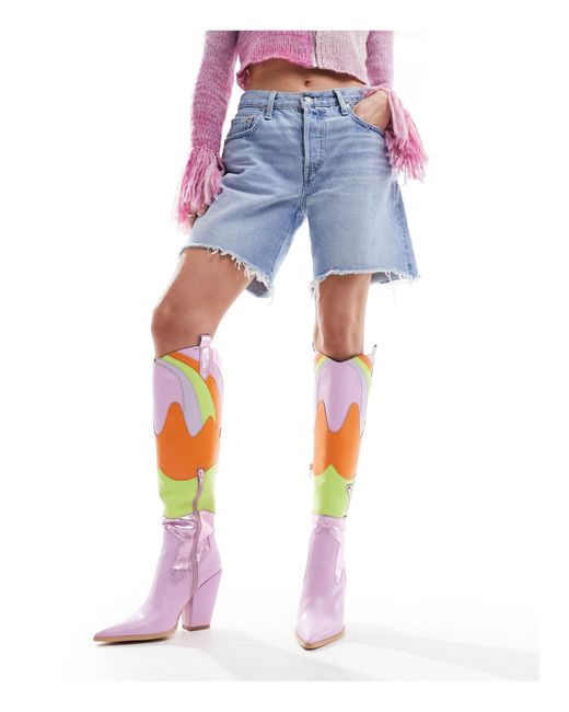 Public Desire Pink – archer – e cowboystiefel mit ausgefallenem design
