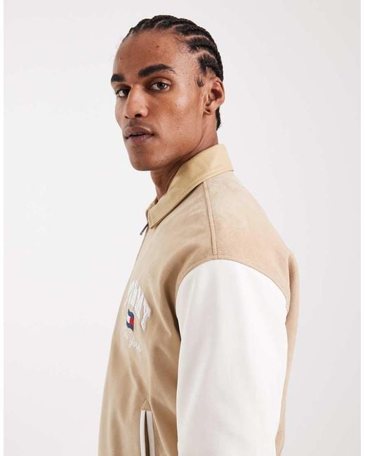 Tommy Hilfiger Natural Real Suede Varsity Jacket for men