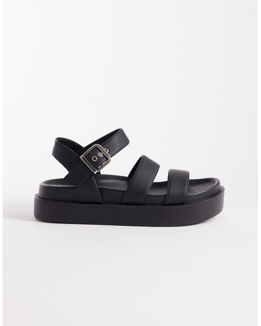 SEQWL Black Strappy Flatform Sandals