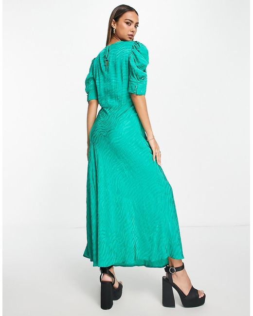 Nobody's Child Blue Moira Animal Satin Midi Dress