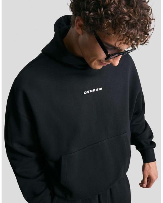 Bershka Hoodie Met Print En Rechte Pasvorm in het Black voor heren