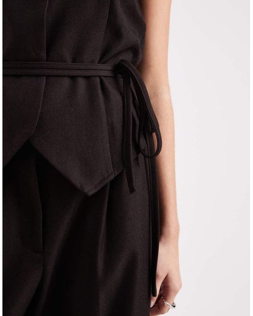 Vero Moda Black Cinched Tie Waist Waistcoat Co-ord