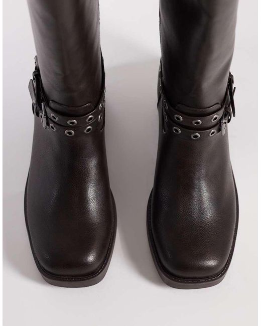 ASOS Black Curve Cassandra Eyelet Biker Boot