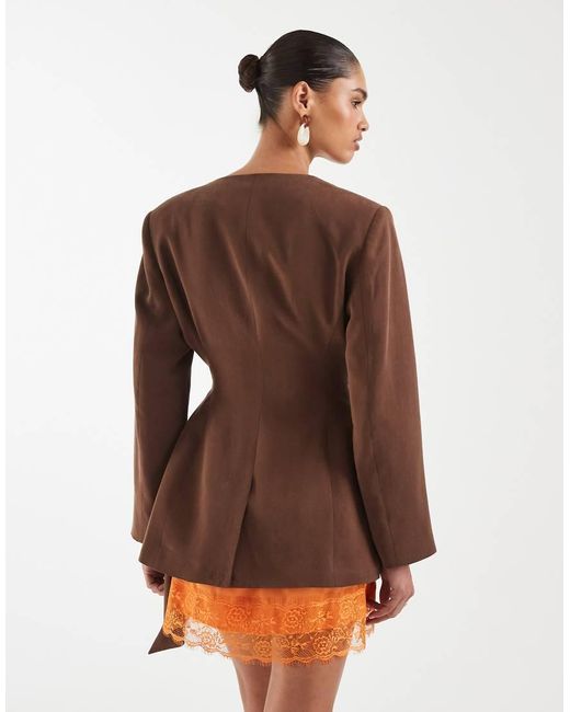 ASOS Brown Cinched Drape Blazer