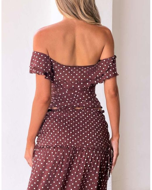 Tiger Mist Brown Denali Off Shoulder Top