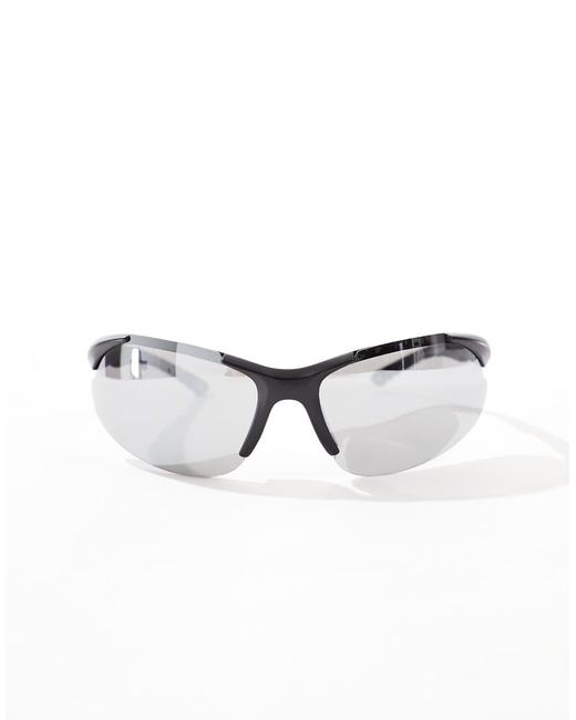 ASOS Black Festival Racer Sunglasses With Mirrored Lens for men
