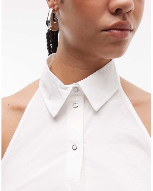 Weekday Blue Sleeveless Button Down Shirt