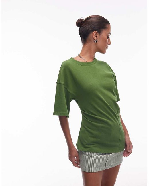 T-Shirt Con Dettaglio Attorcigliato di TOPSHOP in Green