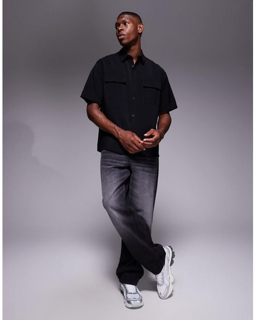 ASOS Black Relaxed Textured Shirt for men