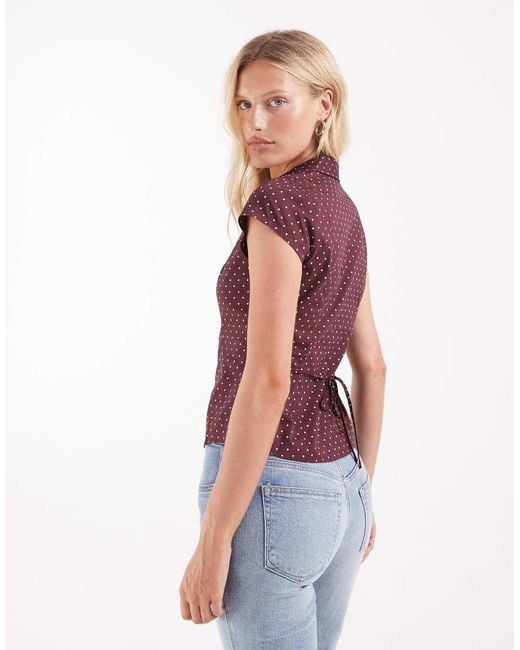 Hollister Purple Fitted Short Sleeve Hook And Eye Shirt