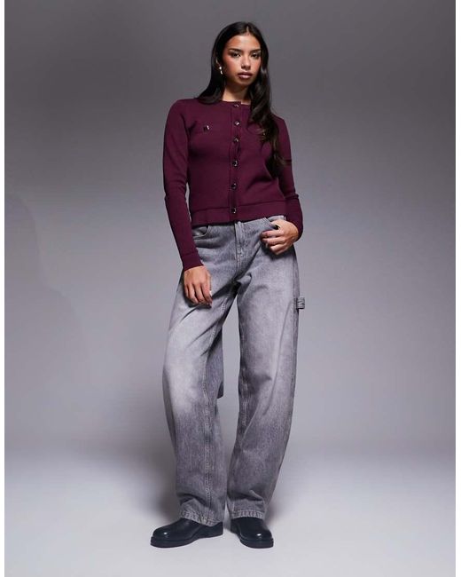 River Island Purple Button Detail Cardigan