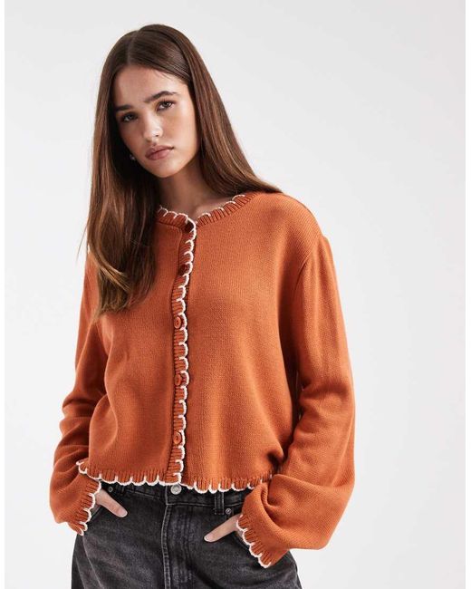 Miss Selfridge Orange Blanket Stitch Cardigan