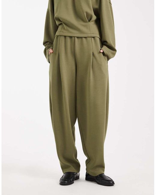 ASOS Green Cupro Barrel Leg jogger With Seam Details