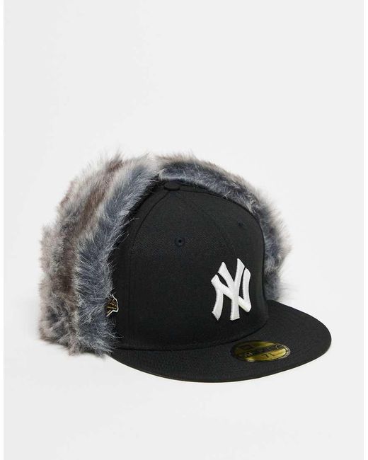 KTZ Gray Ny Yankees 59Fifty Faux Fur Dog Ear Cap