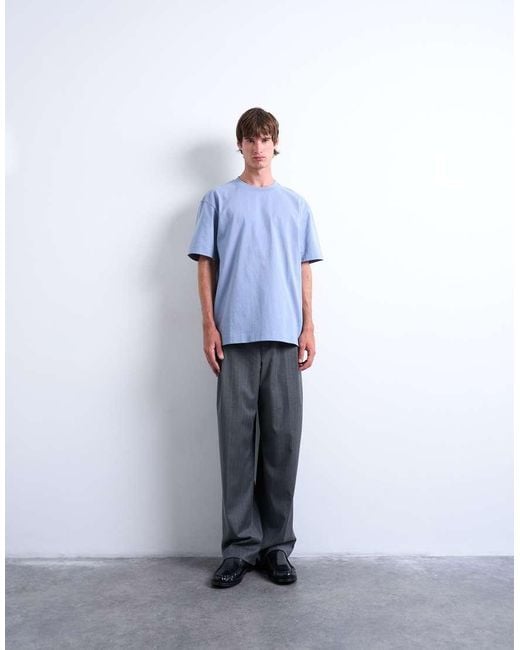 Topman Blue Relaxed Fit T-Shirt for men