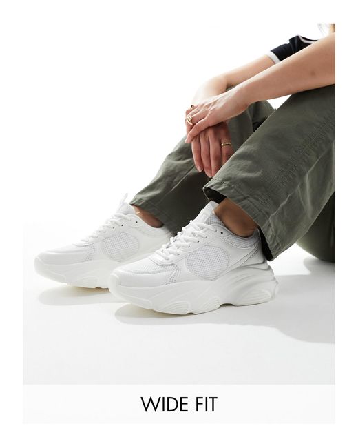 ASOS White Wide Fit Drop Sneakers
