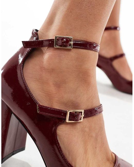 SIMMI Simmi Londonvinda Mid Block Heel Shoes With Straps in Brown Lyst UK