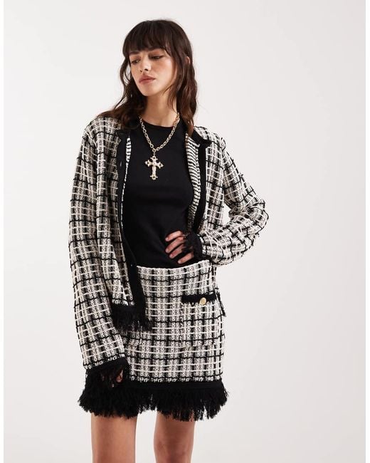 ASOS Black Knitted Tweed Skort Co-ord