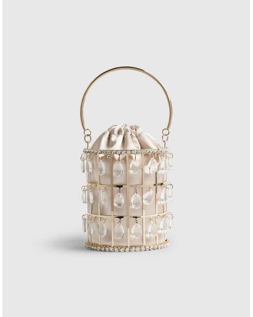 River Island Natural Diamante Cage Basket Bag