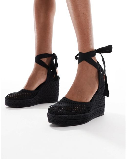 Stradivarius Black Crochet Wedge