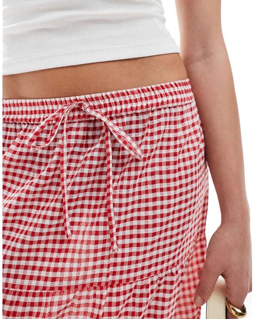 Wednesday's Girl Pink Gingham Tie Midaxi Skirt