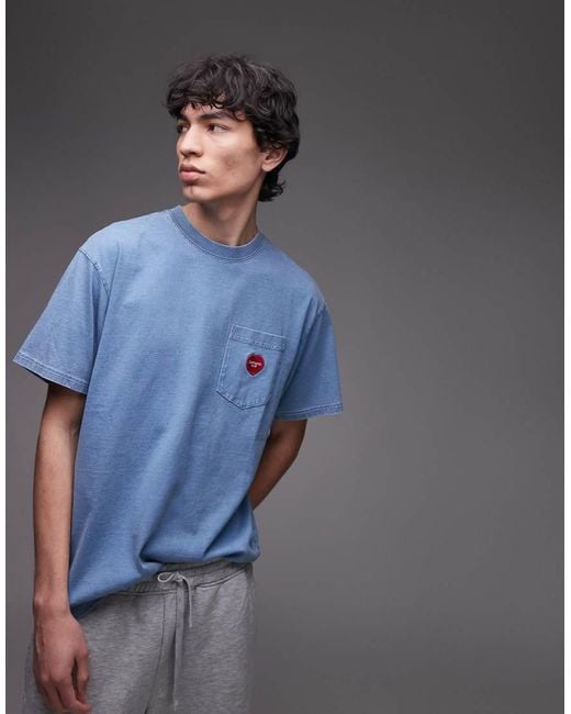 Camiseta Con Bolsillo De Corazón De Carhartt de hombre de color Blue