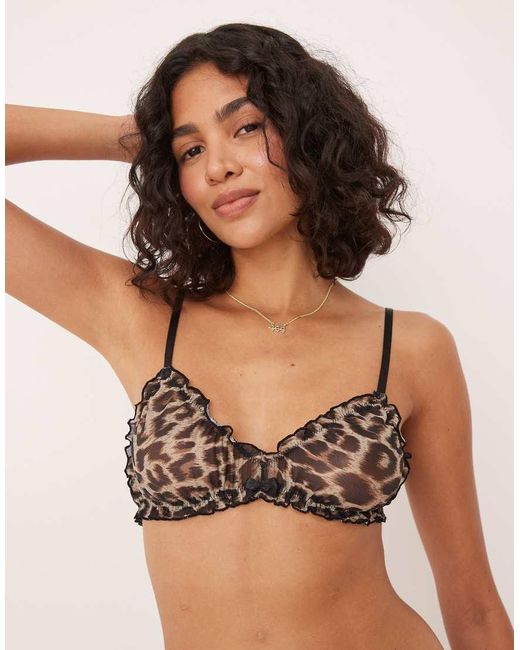 Sujetador Triangular Sin Aros Con Estampado De De Malla Alba De -Marrón ASOS de color Brown