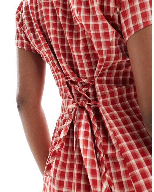 Daisy Street Red Collar Detail Mini Tea Dress