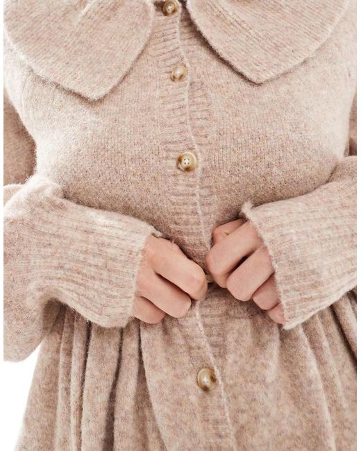 Miss Selfridge Natural Frill Collar Peplum Hem Cardigan