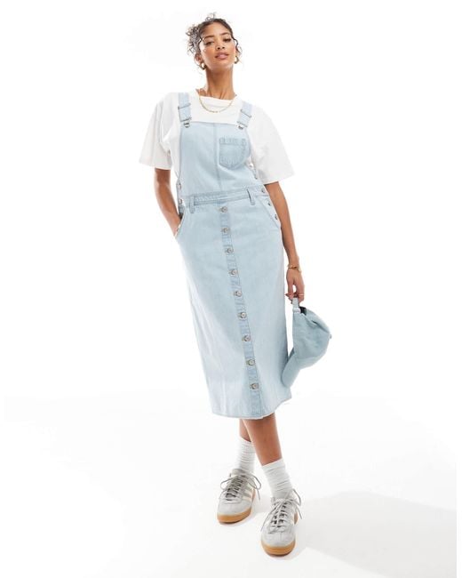 Levi's Blue – midi-latzkleid aus denim