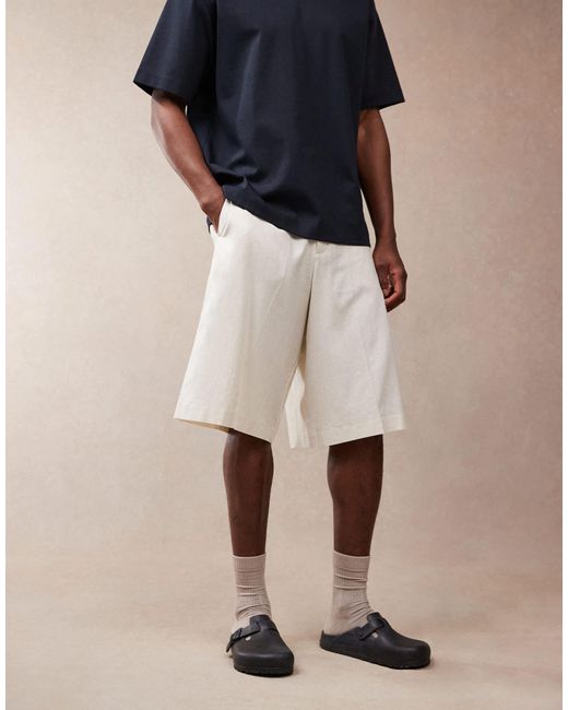 ASOS White Smart Oversized Bermuda Linen Blend Shorts for men