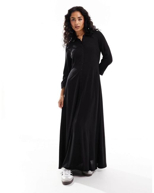 Y.A.S Black Maxi Shirt Dress
