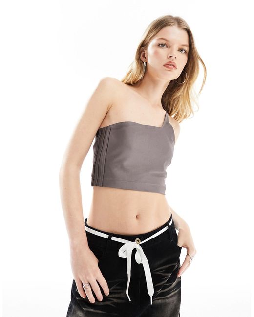 Crop top asymétrique en spandex - noir Adidas Originals en coloris Gray