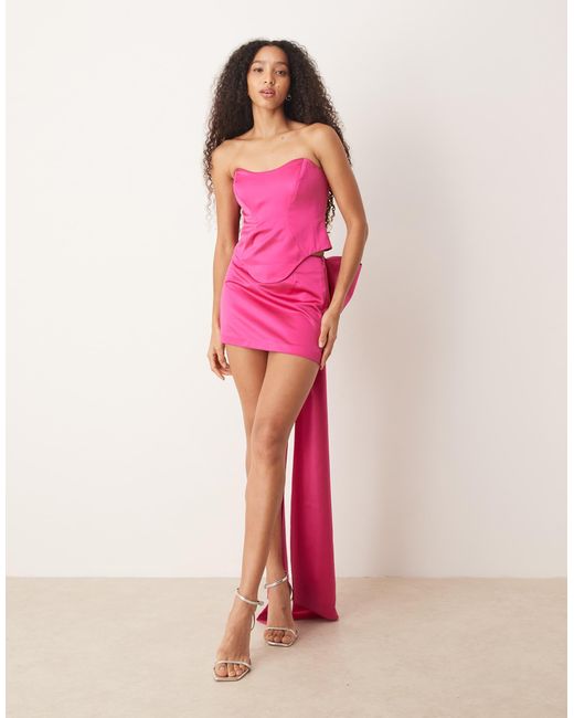 ASOS Pink Tailored Oversized Bow Detail Mini Skirt