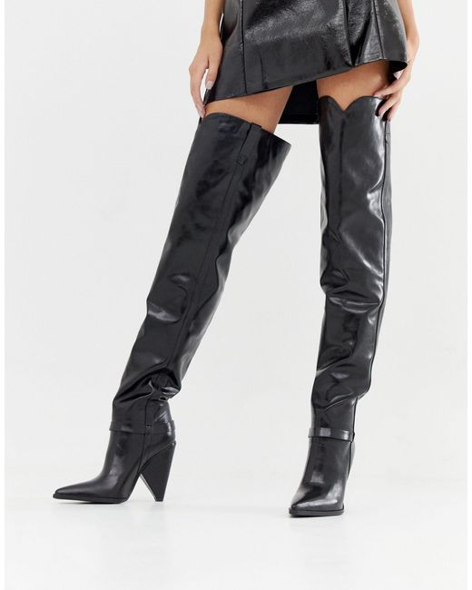 thigh high boots no heel brown