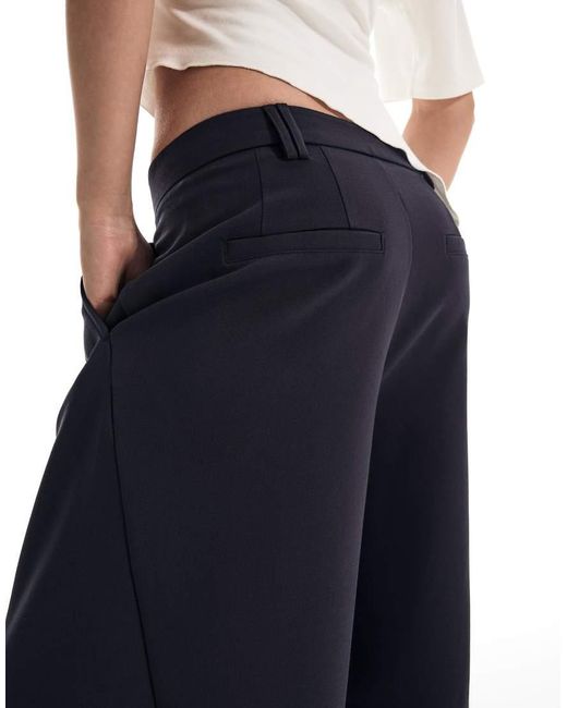 Bershka Blue Petite Voluminous Trousers With Double Fabric