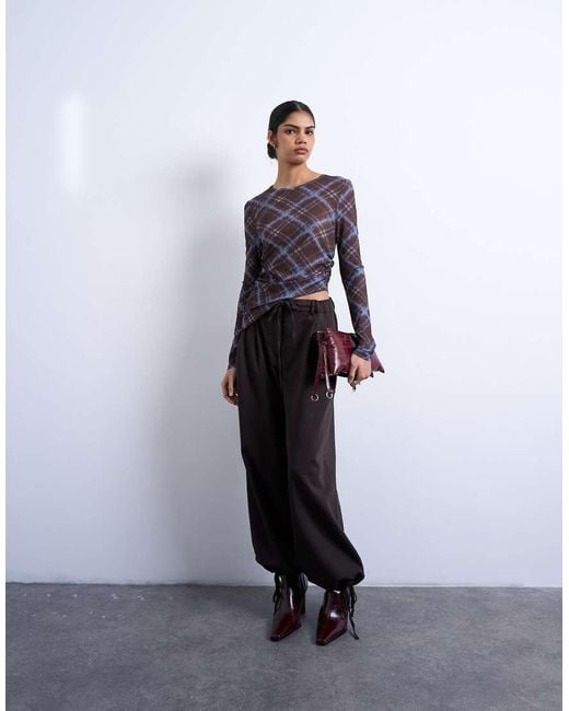 Top A Cuadros De Colores Asimétrico De Manga Larga De TOPSHOP de color Multicolor