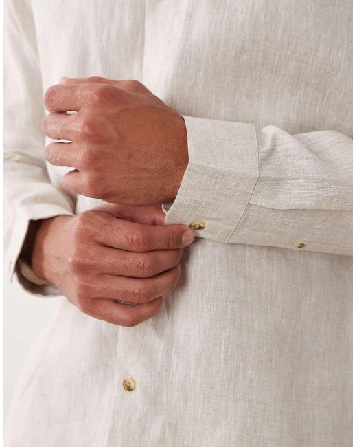 ASOS Natural Co-ord 100% Linen Relaxed Shirt for men