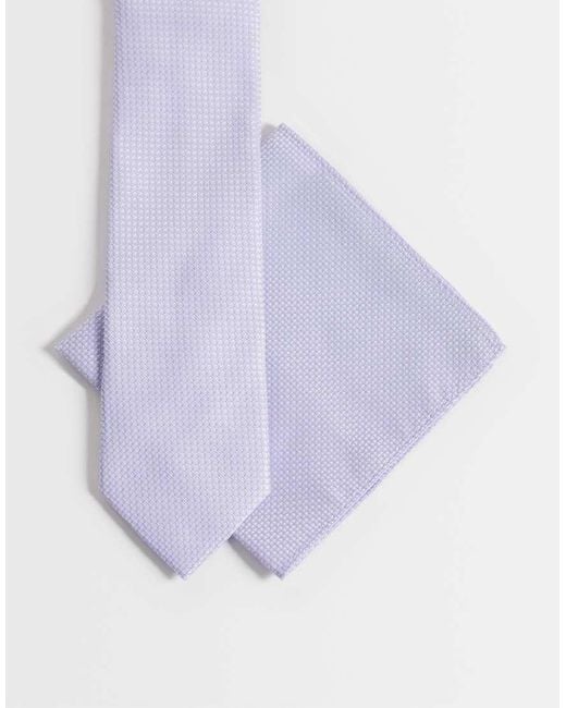 ASOS Purple Textured Tie And Pocket Square for men