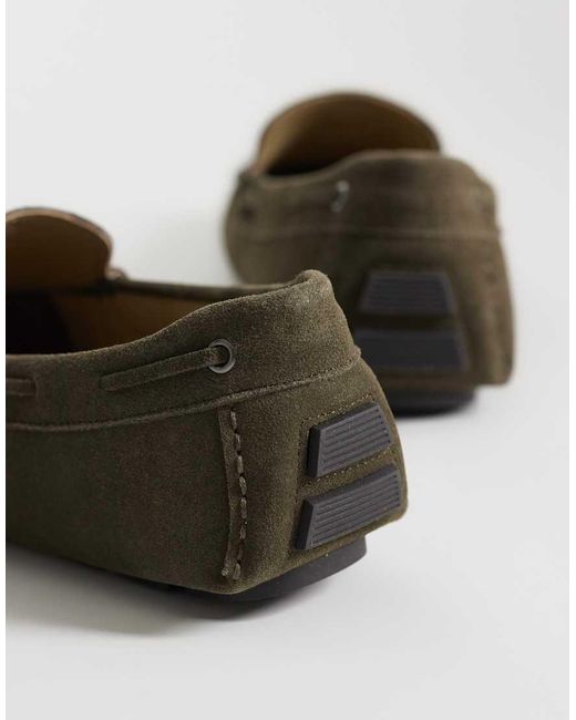 Mango Green 100% Suede Drivers With Grommet Detailing for men