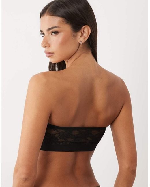 ASOS Black Morgana Lace Bandeau With Microfibre Edge